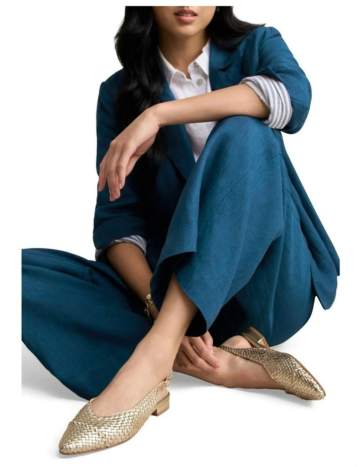 Hazel Woven Slingback Shoes in Gold image 2
