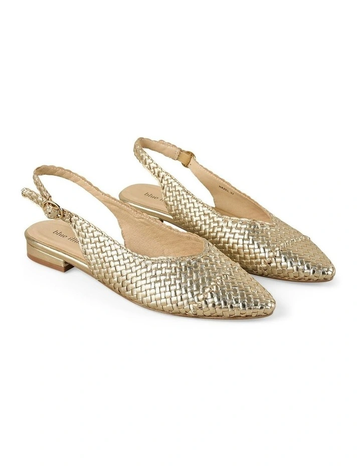 Hazel Woven Slingback Shoes in Gold image 3