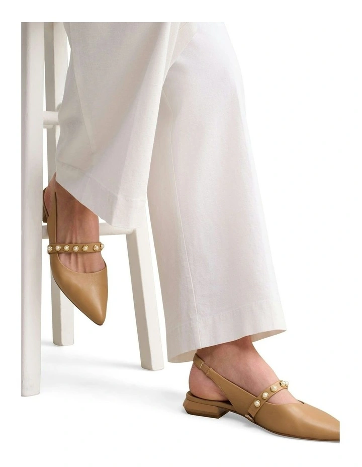 Audrey Sling Back Shoes in Tan image 2