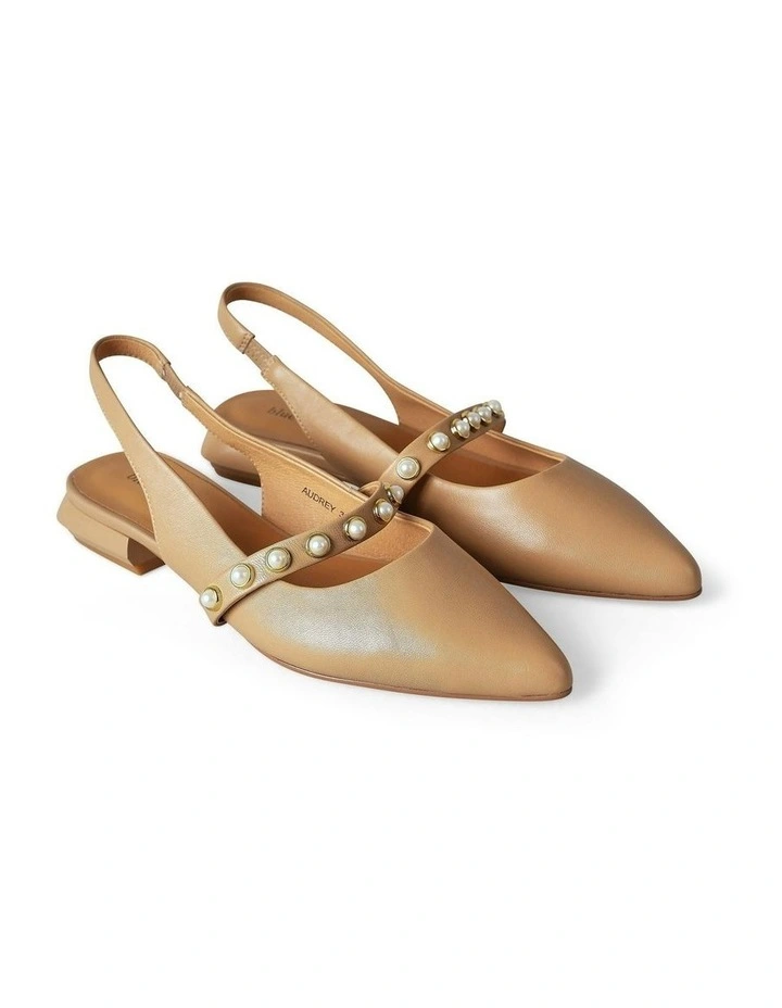Audrey Sling Back Shoes in Tan image 3