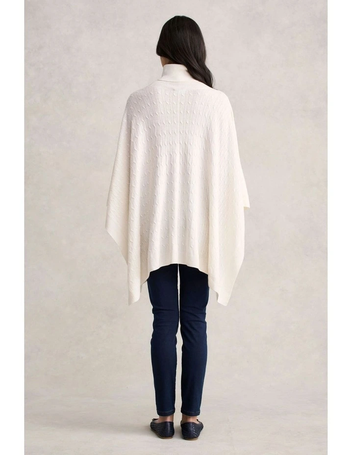 Catriona Wool Cable Poncho in Eggshell image 4