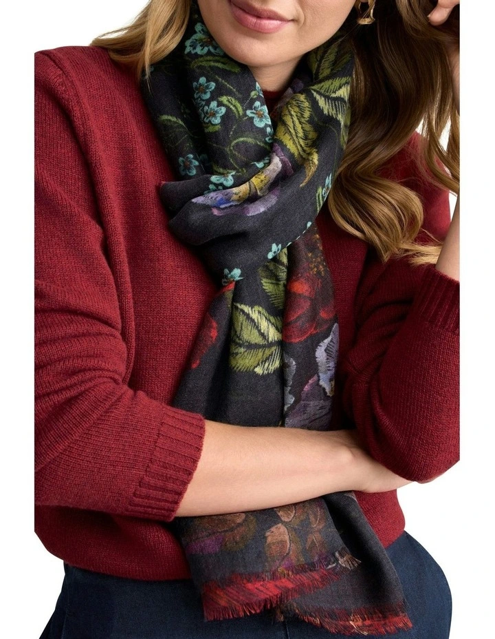 Midnight Floral Gardens Scarf in Multicolour image 1