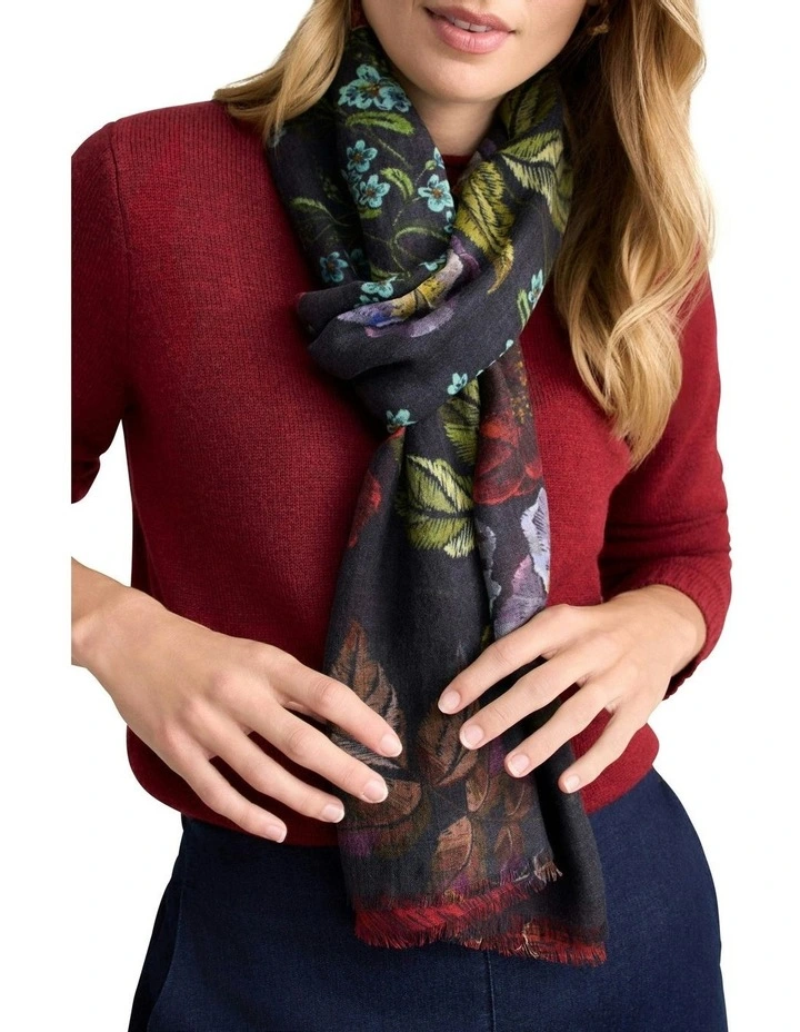 Midnight Floral Gardens Scarf in Multicolour image 2