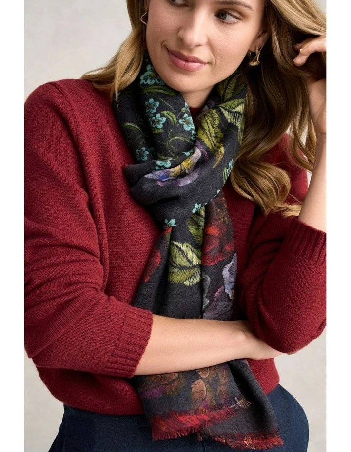 Midnight Floral Gardens Scarf in Multicolour image 3