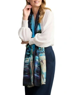 Parisian Street Scape Silk Scarf in Multicolour