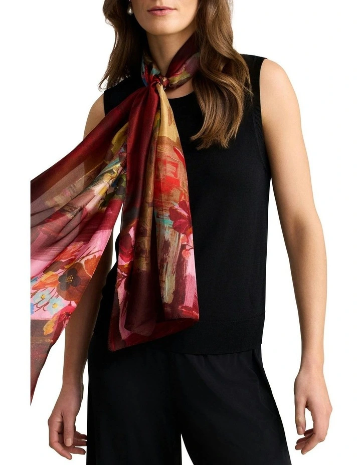 Spring Floral Scene Scarf  Multicolour image 1