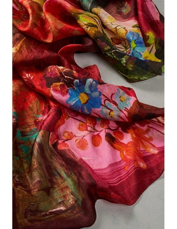 Spring Floral Scene Scarf  Multicolour image 3