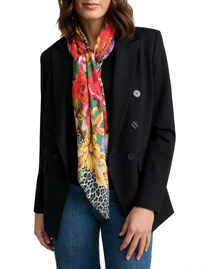 Floral Animal Square Scarf in Multicolour image 1