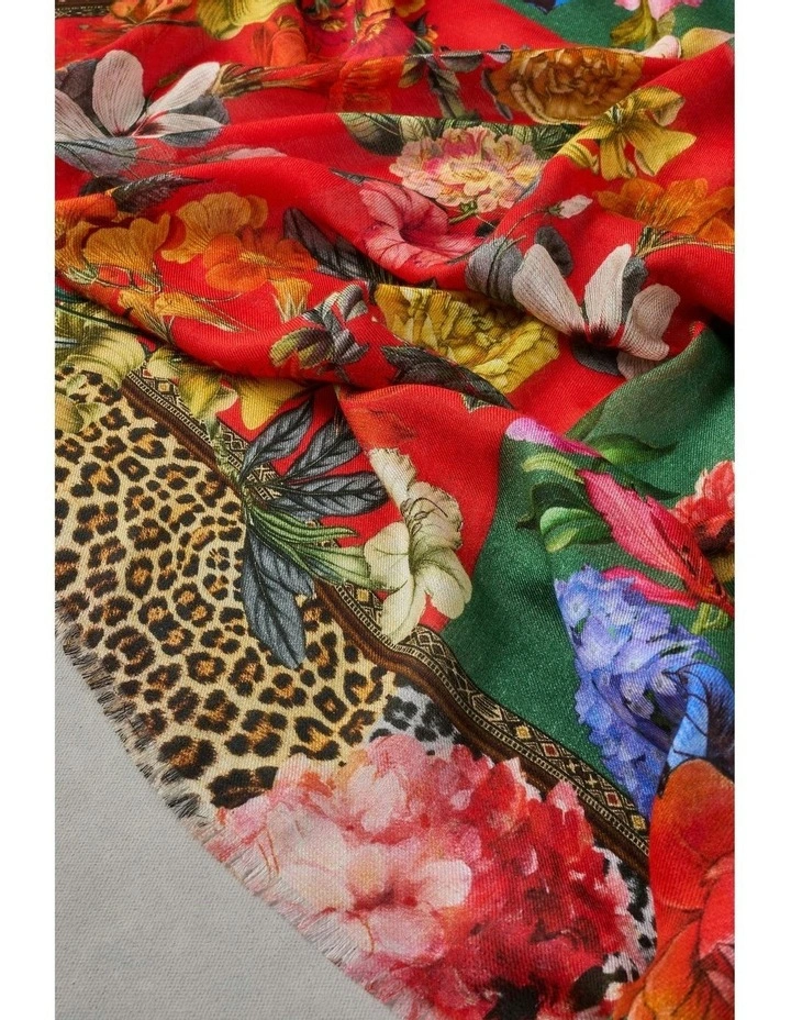 Floral Animal Square Scarf in Multicolour image 2