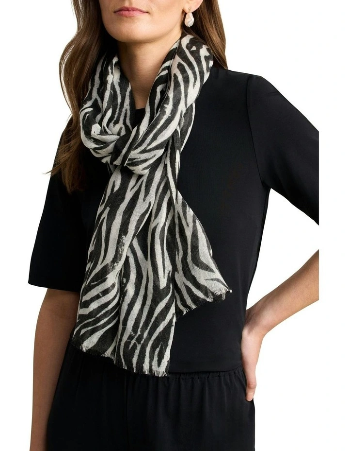 Zebra Scarf in Black/Cream image 1