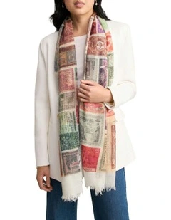 Vintage Stamp Scarf in Multicolour