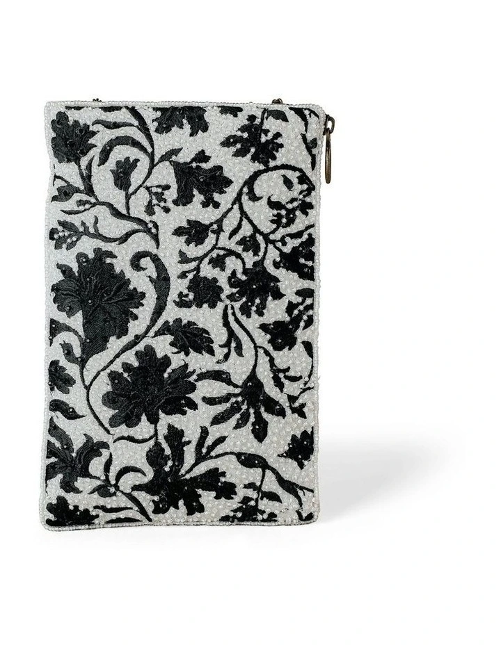 Monochrome Beaded Mini Clutch in Black image 1