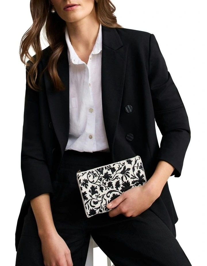Monochrome Beaded Mini Clutch in Black image 2
