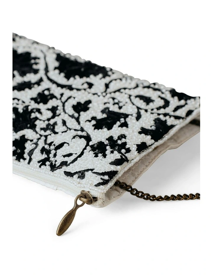 Monochrome Beaded Mini Clutch in Black image 3