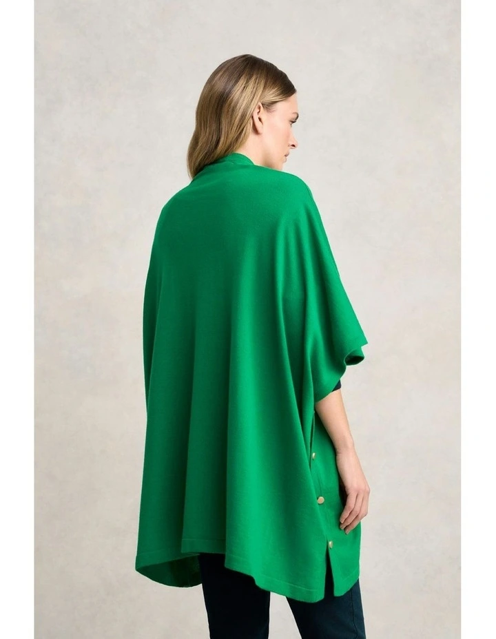 Button Merino Wrap in Emerald image 4