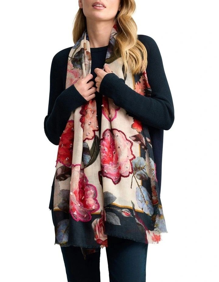 Bold Winter Bloom Scarf in Multicolour image 1