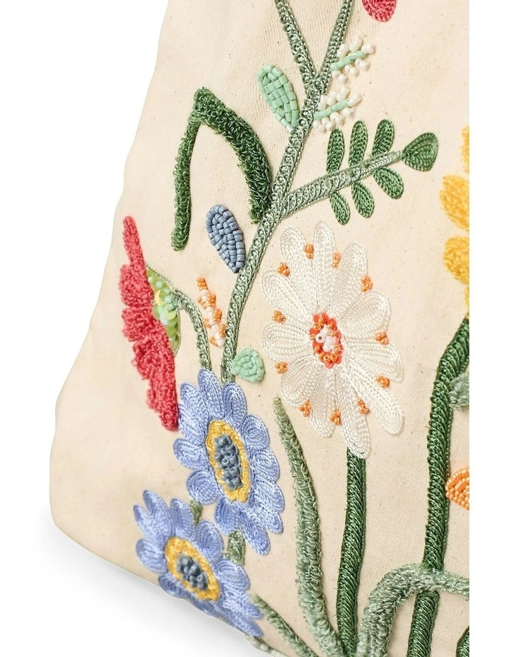 Floral Beaded Tote Bag in Multicolour image 3