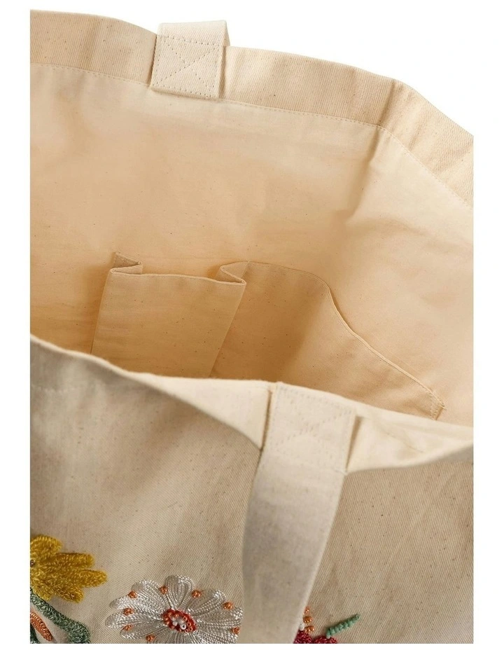 Floral Beaded Tote Bag in Multicolour image 4