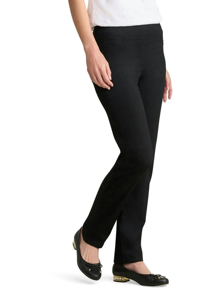 Bengajeans Full Length Straight Leg Pant in Black image 1