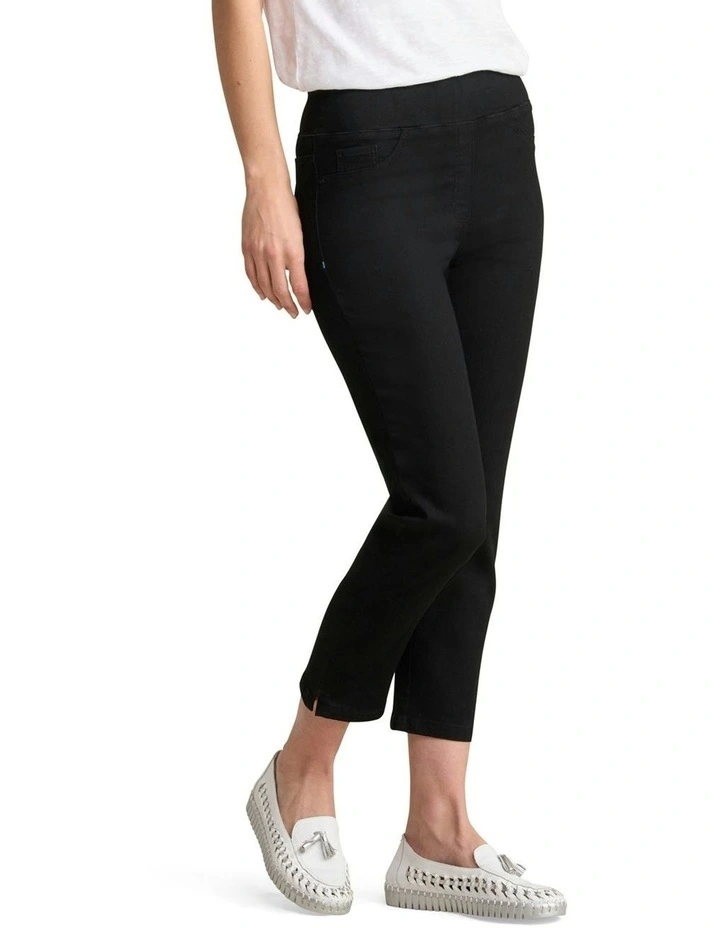 3/4 Slim Leg Bengajean in Black image 1