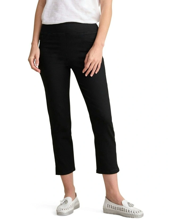 3/4 Slim Leg Bengajean in Black image 2
