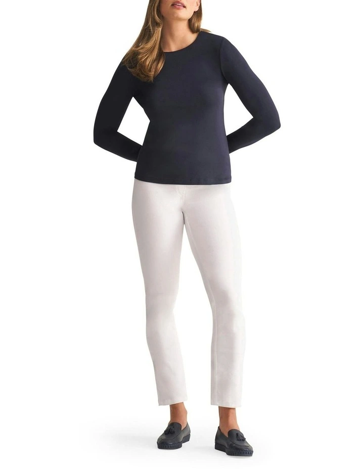 Long Sleeve Crew Neck Top in Ink image 2