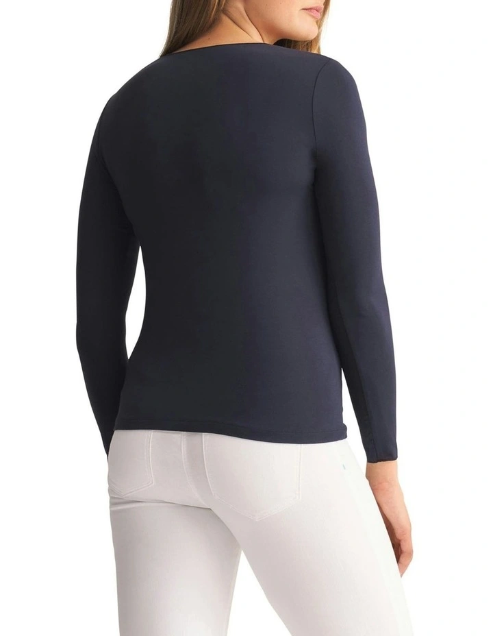 Long Sleeve Crew Neck Top in Ink image 3