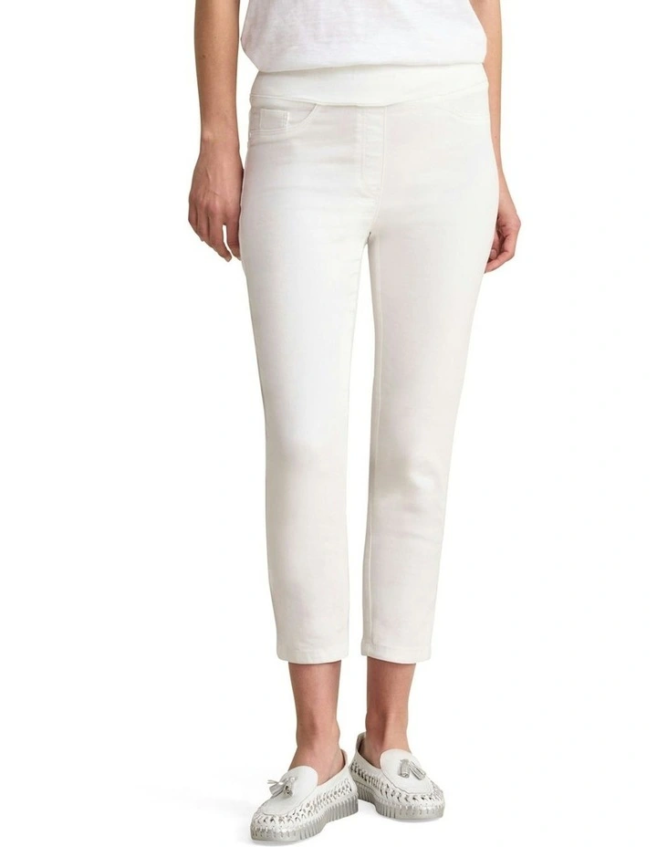 Bengajean 3/4 Slim Leg Pant in White image 1
