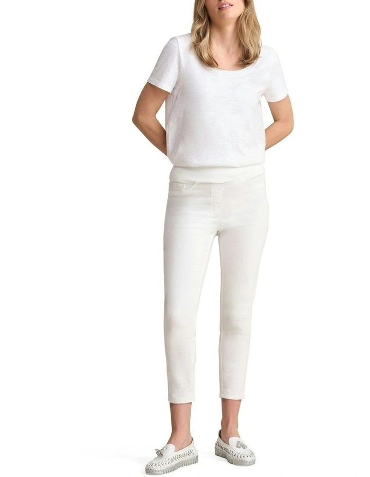 Bengajean 3/4 Slim Leg Pant in White image 2
