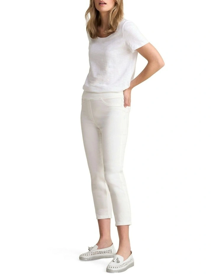Bengajean 3/4 Slim Leg Pant in White image 3