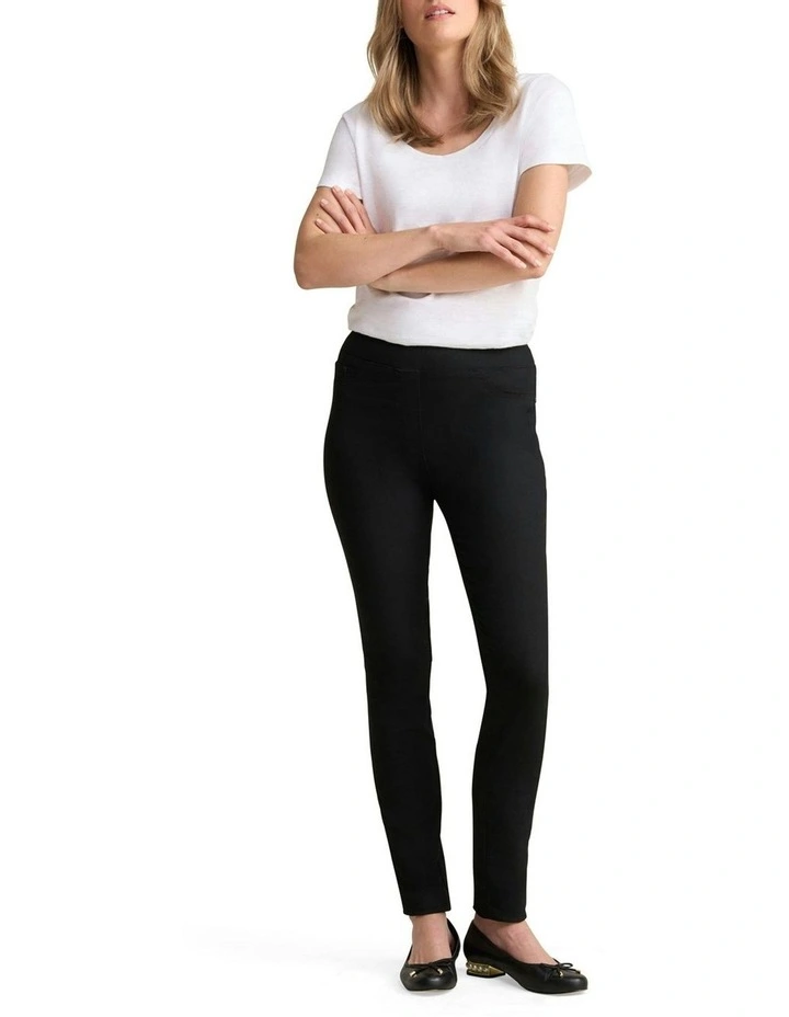 Bengajean Full Length Skinny Leg Pant in Black image 2