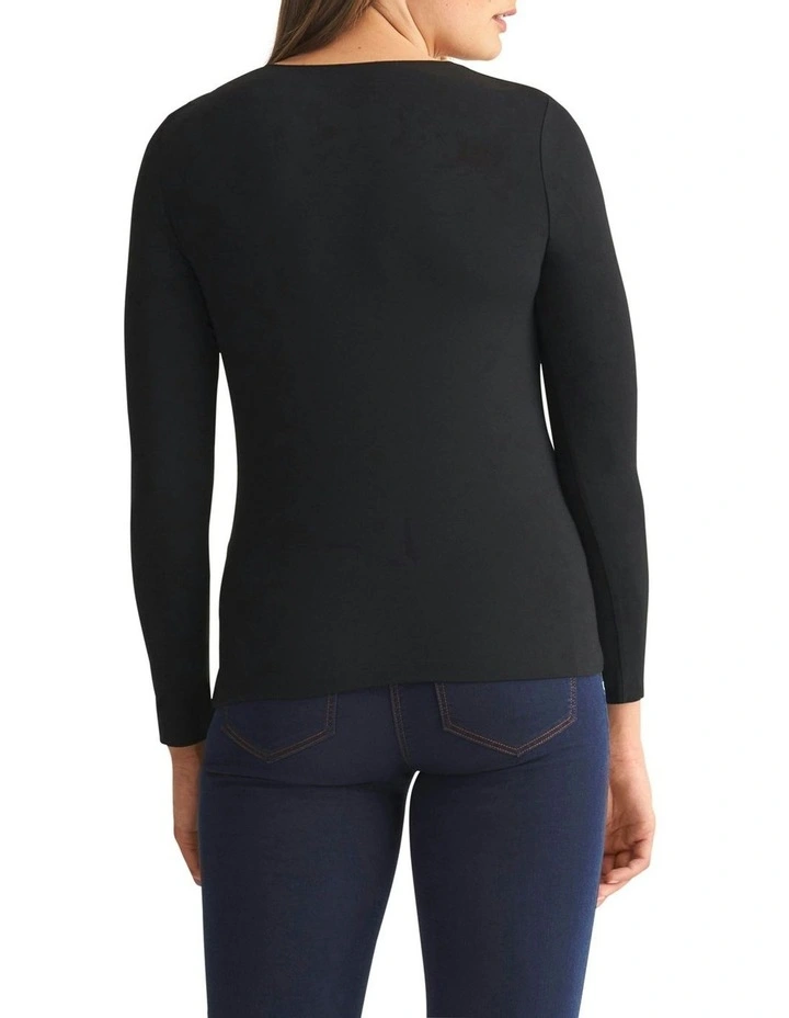 Long Sleeve Crew Neck Top in Black image 4