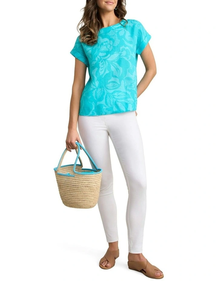 Linen Button Back Top - Foliage Print image 2