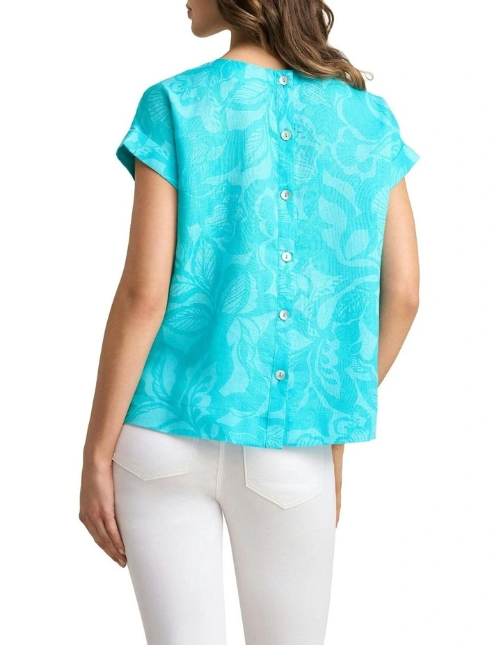 Linen Button Back Top - Foliage Print image 4