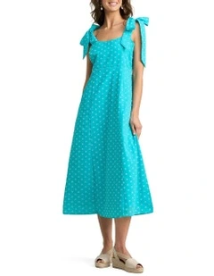A-Line Midi Dress in Turquoise