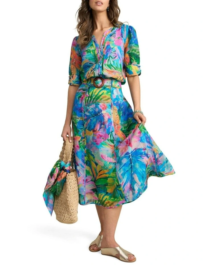 Panelled Blouse - Vibrant Palm Print image 2