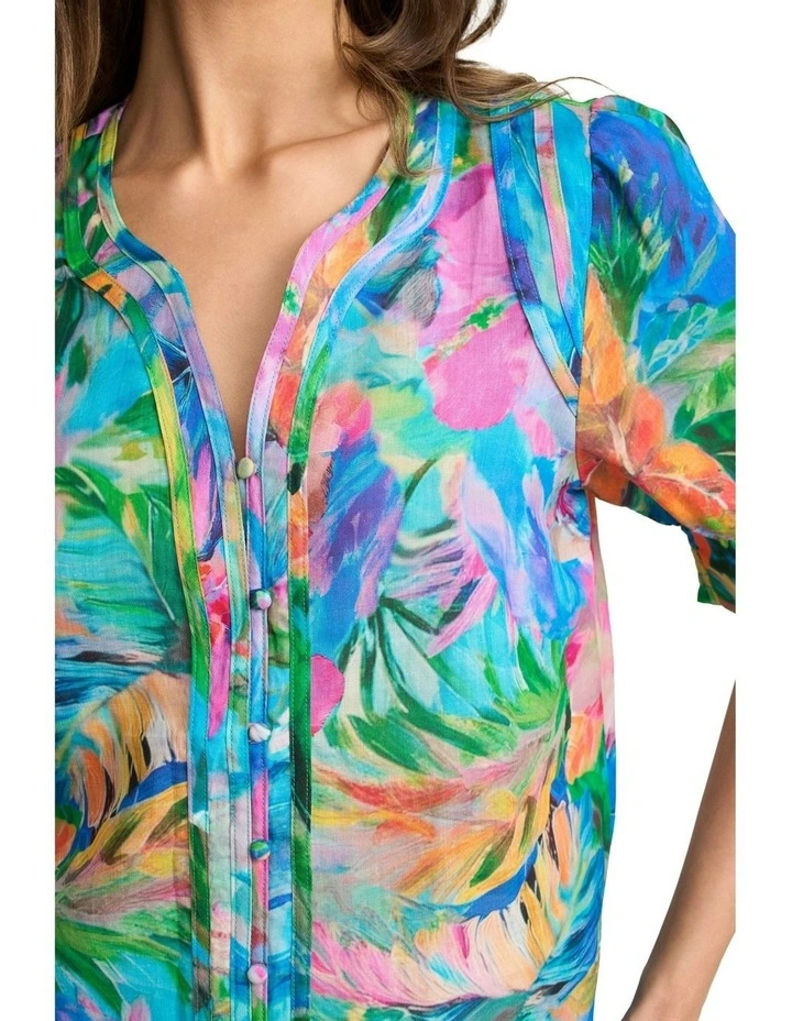 Panelled Blouse - Vibrant Palm Print image 3