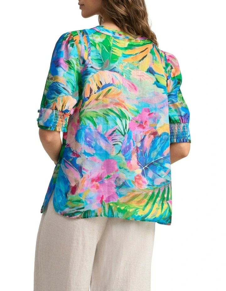 Panelled Blouse - Vibrant Palm Print image 4