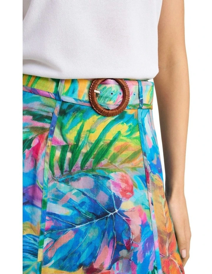 Panelled Flared Skirt - Vibrant Palm Print image 3