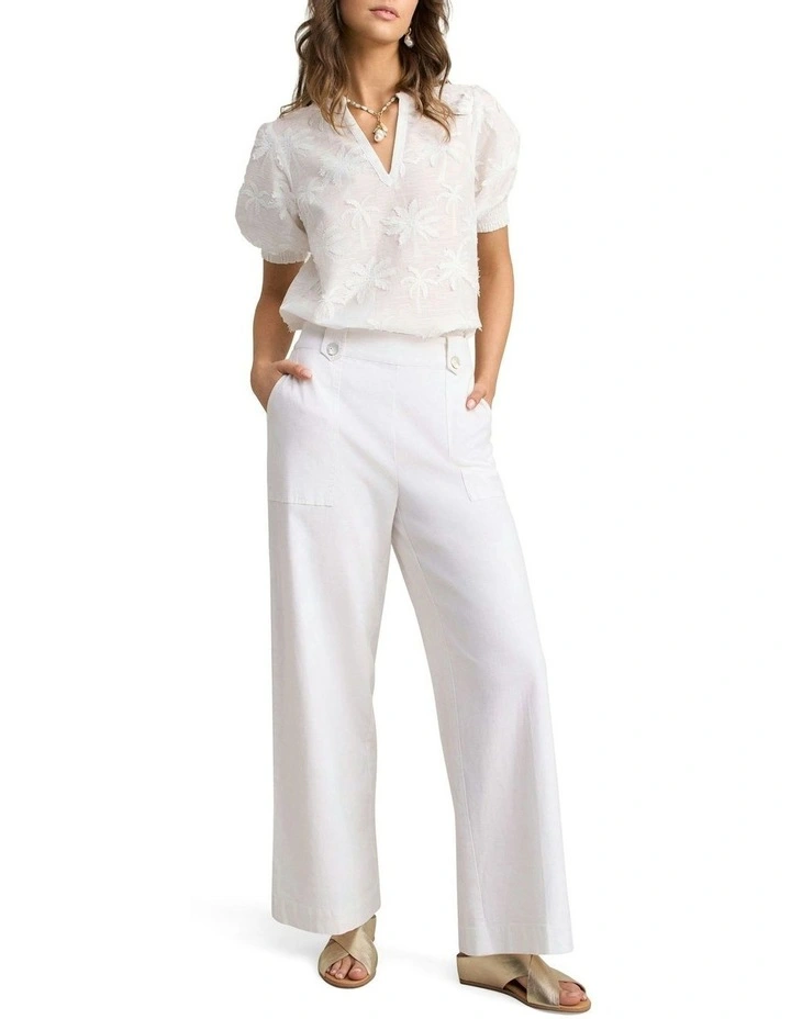 Embroidered Palm Blouse - White image 2