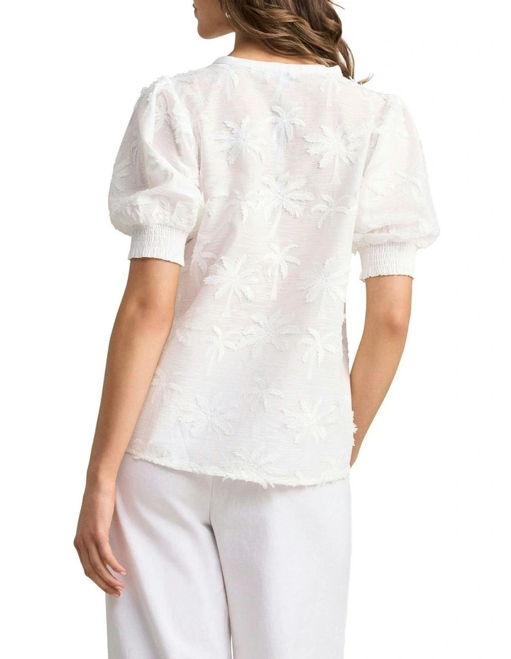 Embroidered Palm Blouse - White image 4