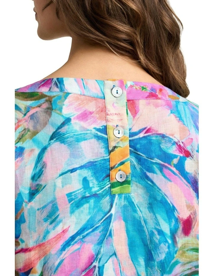 Printed Linen Dress - Vibrant Palm Print image 4