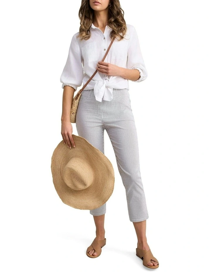 Bengajean  Seersucker Pant in White image 2