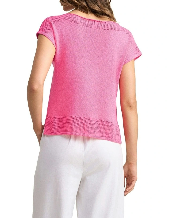 Crochet Trim Knit - Sunset Pink image 4