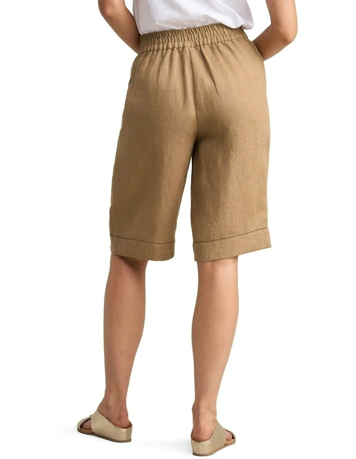 Tab Detail Linen Short in Camel Twill image 4