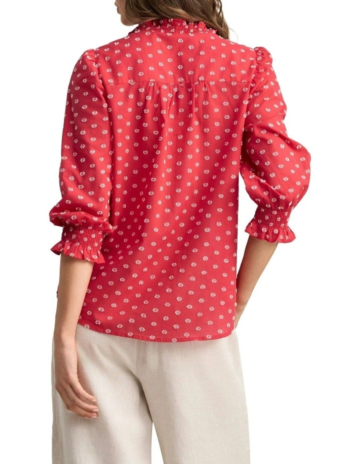 Ruffle Cotton Top - Poppy White Spot image 4