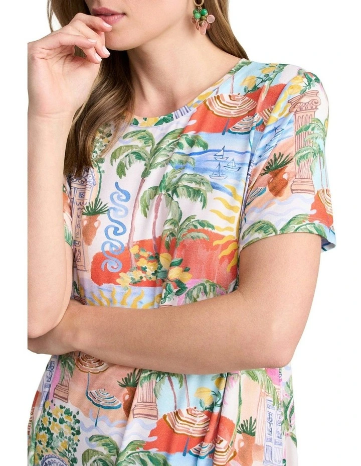Midi Trapeze Jersey Dress - Resort Print image 3