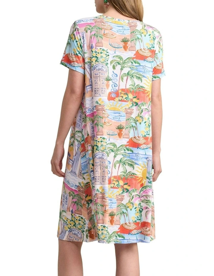 Midi Trapeze Jersey Dress - Resort Print image 4