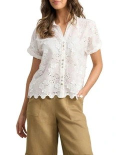 Embroidered Cotton Shirt - White