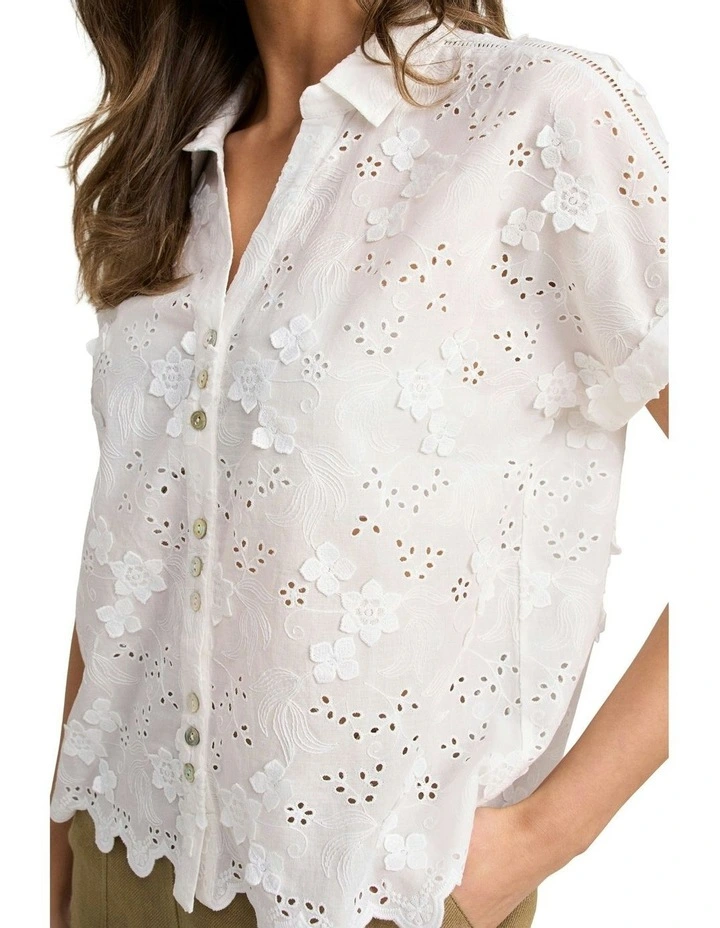 Embroidered Cotton Shirt - White image 3